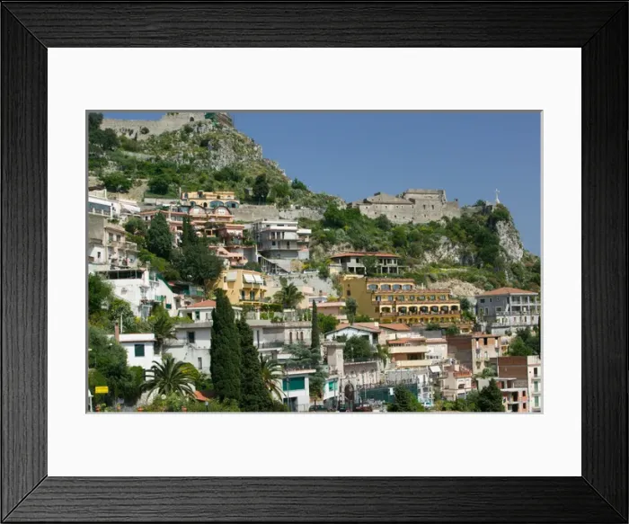 Framed Print : ITALY-Sicily-TAORMINA: Houses on Hillside Framed Print : ITALY-Sicily-TAORMINA: Houses on Hillside