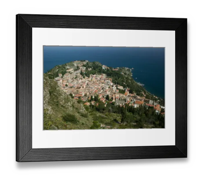 Framed Print : ITALY-Sicily-TAORMINA: Town View from Monte Tauro