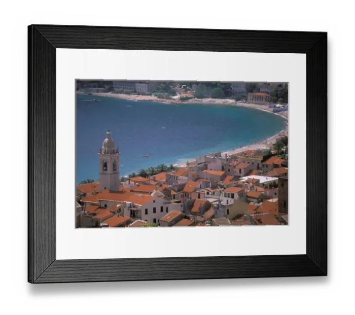 Framed Print : Europe, Italy, Liguria, Noli: Riviera di Ponente. Town view from castelo Framed Print : Europe, Italy, Liguria, Noli: Riviera di Ponente. Town view from castelo