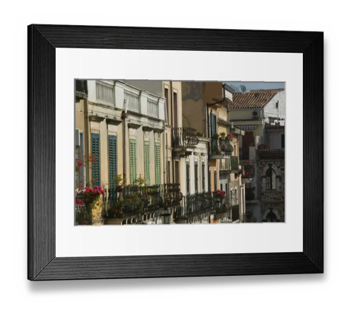 Framed Print : ITALY-Sicily-TAORMINA: Via San Pancrazio- Building Detail