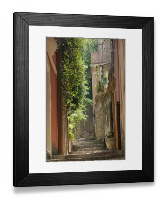 Framed Print : ITALY-Sicily-TAORMINA: Hillside Alley Framed Print : ITALY-Sicily-TAORMINA: Hillside Alley