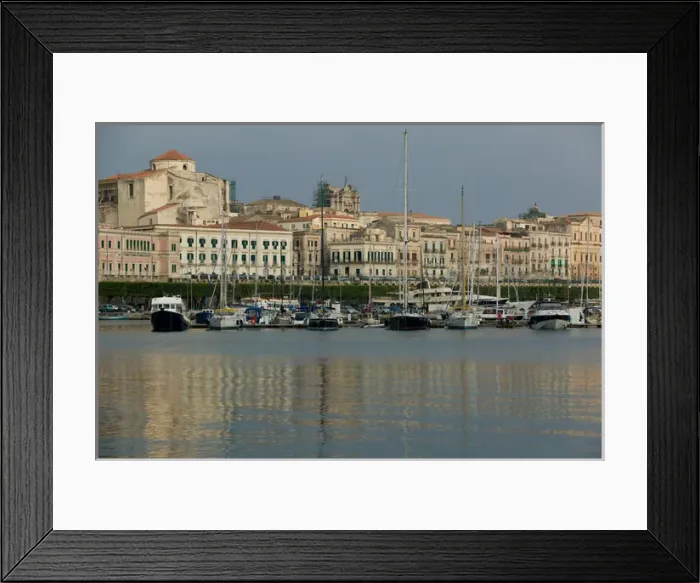 Framed Print : ITALY-Sicily-SIRACUSA (Syracuse): Ortygia Island- Sunset View from Commercial Port Framed Print : ITALY-Sicily-SIRACUSA (Syracuse): Ortygia Island- Sunset View from Commercial Port