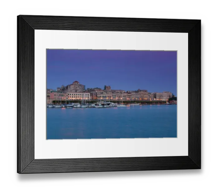 Framed Print : ITALY-Sicily-SIRACUSA (Syracuse): Evening View of Ortygia Island from Commercial Port Framed Print : ITALY-Sicily-SIRACUSA (Syracuse): Evening View of Ortygia Island from Commercial Port