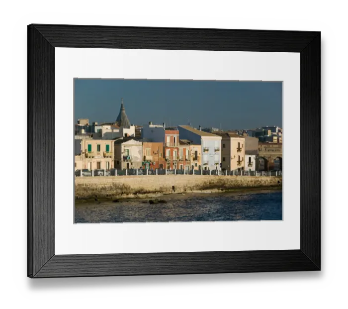 Framed Print : Italy, Sicily, Syracuse, Ortygia Island, Waterfront Sunrise, Lungomoare Elio Vittorini
