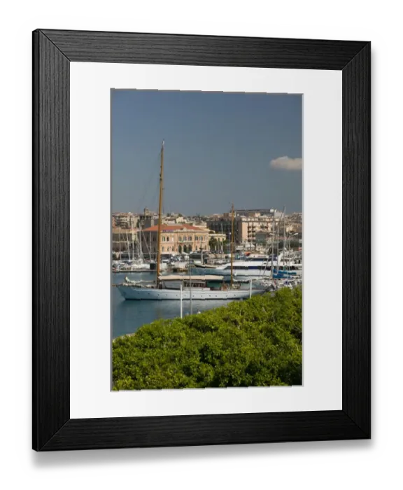Framed Print : Italy, Sicily, Syracuse, Ortygia Island, Waterfront, Yacht Harbor