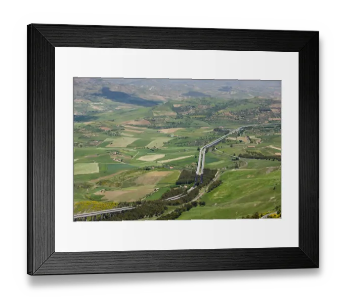Framed Print : Italy, Sicily, Enna, Valley View with Autostrada A 19 Framed Print : Italy, Sicily, Enna, Valley View with Autostrada A 19