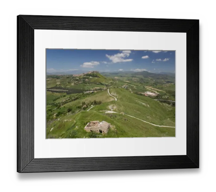 Framed Print : Italy, Sicily, Enna Area, Calascibetta, View of Hilltop Town with old farmhouse Framed Print : Italy, Sicily, Enna Area, Calascibetta, View of Hilltop Town with old farmhouse