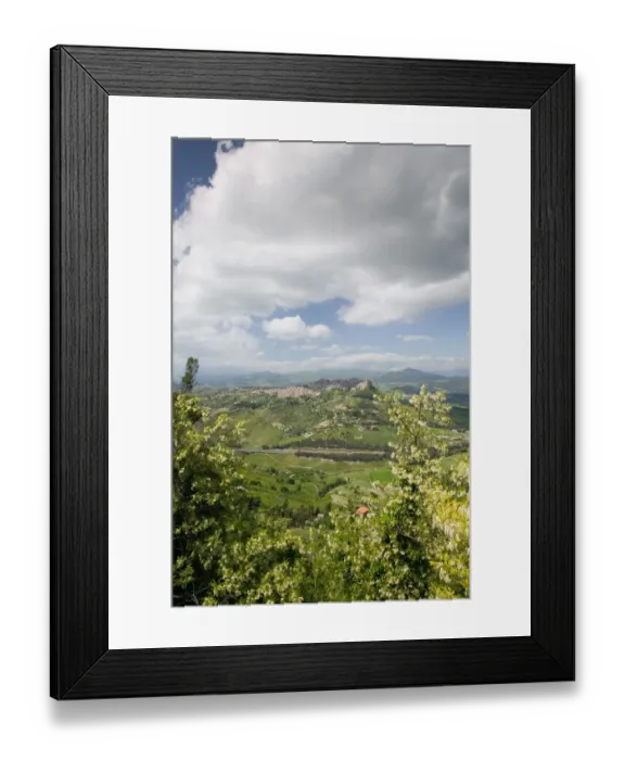 Framed Print : Italy, Sicily, Enna, Calascibetta, Hilltop Village View from Piazza Crispi in Springtime Framed Print : Italy, Sicily, Enna, Calascibetta, Hilltop Village View from Piazza Crispi in Springtime