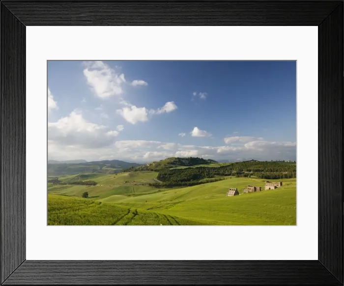 Framed Print : Italy, Sicily, Enna, Pergusa, Spring Fields with Old Mill Ruins Framed Print : Italy, Sicily, Enna, Pergusa, Spring Fields with Old Mill Ruins