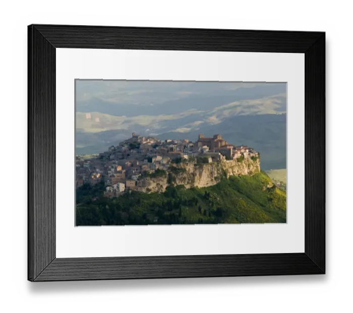 Framed Print : Italy, Sicily, Enna, Calascibetta, Morning View of Hill Town Framed Print : Italy, Sicily, Enna, Calascibetta, Morning View of Hill Town