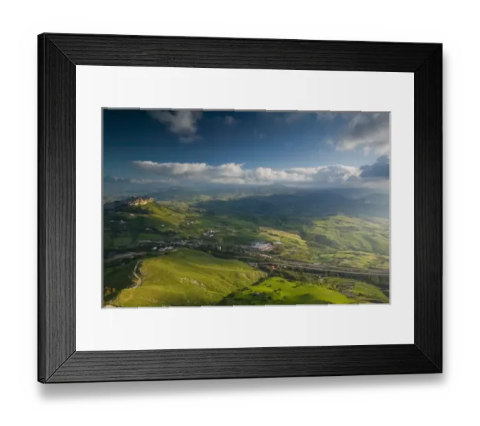 Framed Print : Italy, Sicily, Enna, Valley View with Autostrada A19 Framed Print : Italy, Sicily, Enna, Valley View with Autostrada A19