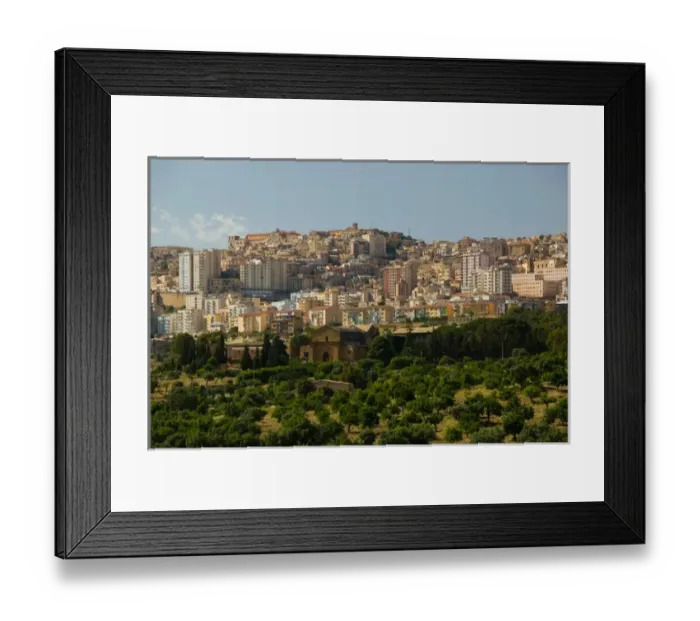 Framed Print : Italy, Sicily, Agrigento, La Valle dei Templi, Valley of the Temples, View of Modern
