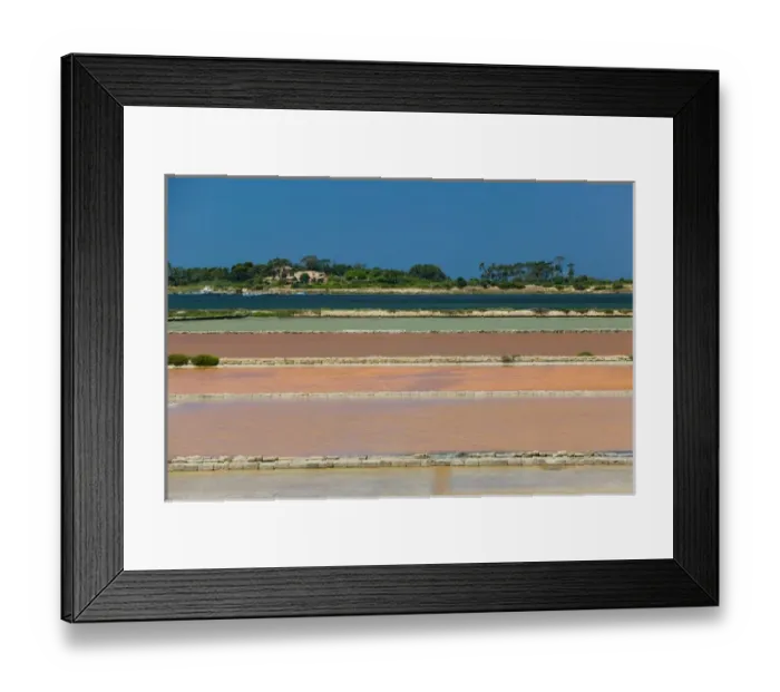 Framed Print : Italy, Sicily, Mozia. Salt Pans near Mozia Island Ancient Salt Production Area