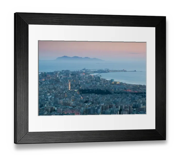 Framed Print : Italy, Sicily, Erice, Town View in early evening Framed Print : Italy, Sicily, Erice, Town View in early evening