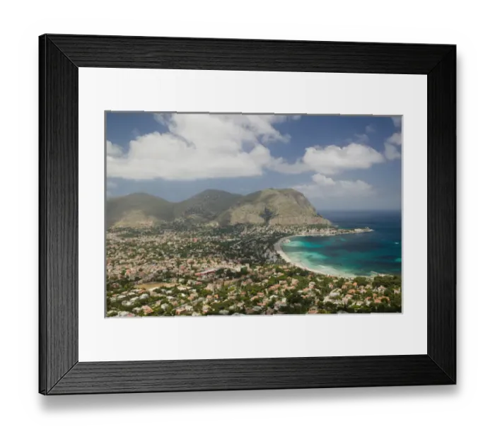 Framed Print : Italy, Sicily, Mondello, View of the beach from Monte Pellegrino Framed Print : Italy, Sicily, Mondello, View of the beach from Monte Pellegrino