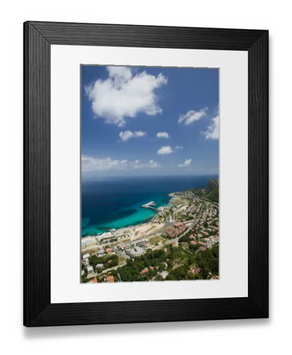 Framed Print : Italy, Sicily, Palermo, View of Punta di Vergine Maria from Monte Pellegrino