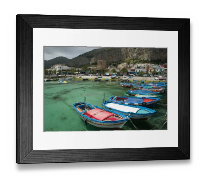 Framed Print : Italy, Sicily, Mondello, Mondello Fishing Harbor Framed Print : Italy, Sicily, Mondello, Mondello Fishing Harbor