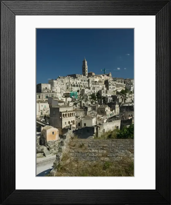 Framed Print : Italy, Basilicata, Matera, Sassi Houses of Sasso Barisano with Duomo (13th century) Framed Print : Italy, Basilicata, Matera, Sassi Houses of Sasso Barisano with Duomo (13th century)