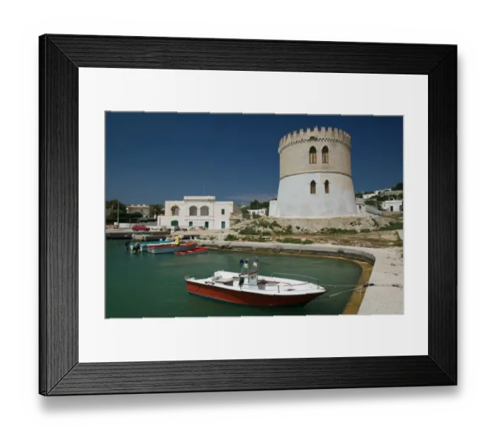 Framed Print : Italy, Puglia, Torre San Giovanni, Town View from the Seashore Framed Print : Italy, Puglia, Torre San Giovanni, Town View from the Seashore