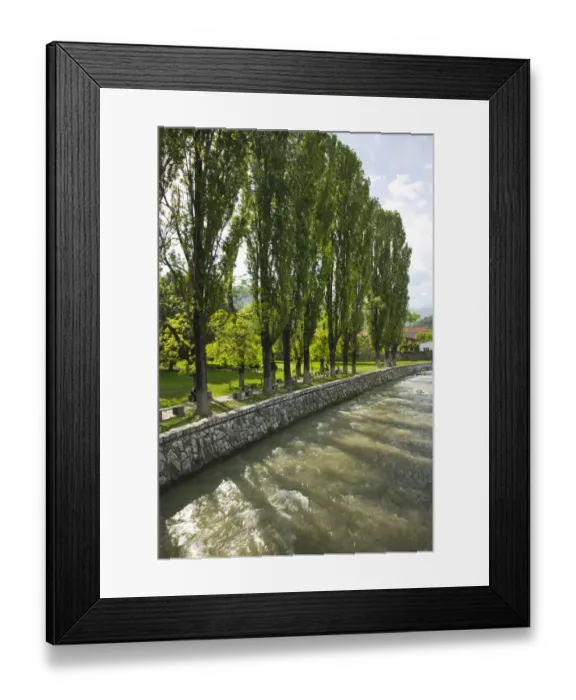 Framed Print : MACEDONIA, Tetovo. Painted Mosque (Sarena Djamija)-River View by Mosque Framed Print : MACEDONIA, Tetovo. Painted Mosque (Sarena Djamija)-River View by Mosque