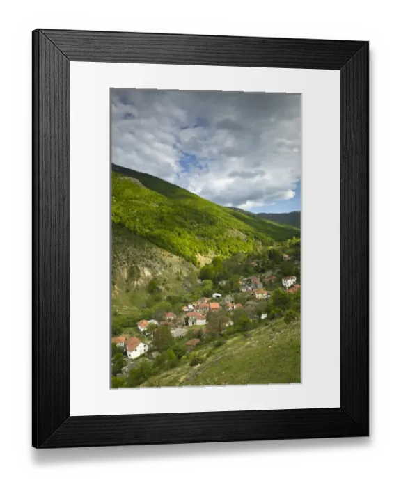 Framed Print : MACEDONIA, Pelister National Park, Maloviste Village. Old Vlach mountain village-houses