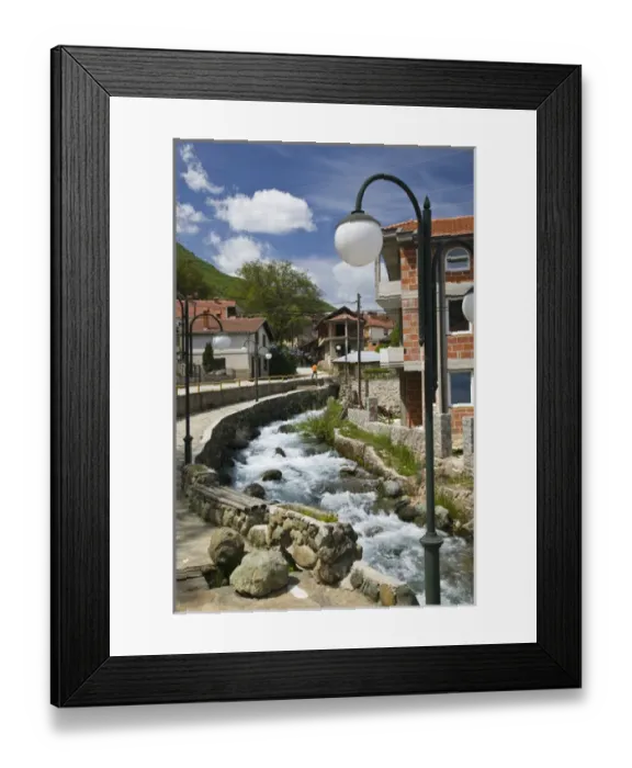 Framed Print : MACEDONIA, Vevcani. Vevcani Village and town waterfall  /  rapids