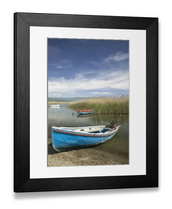 Framed Print : MACEDONIA, Struga. Rental Boats on Lake Ohrid