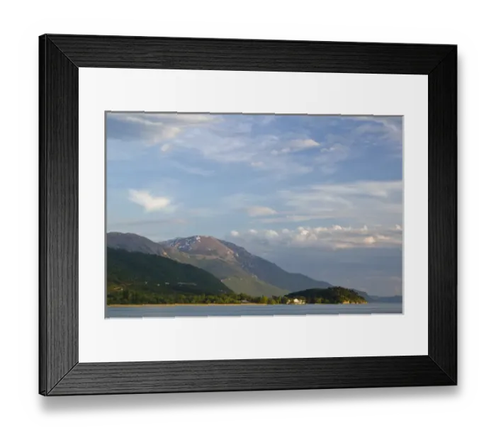 Framed Print : MACEDONIA, Ohrid. Lake Ohrid and Mountains  /  Late Afternoon