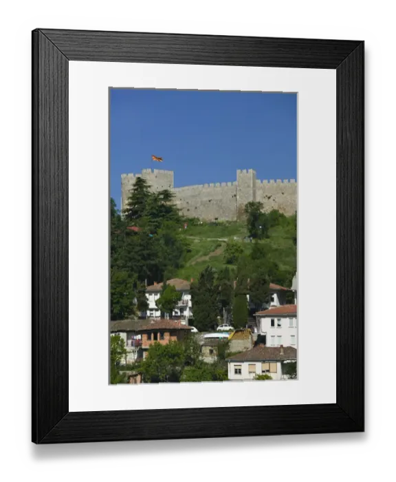 Framed Print : MACEDONIA, Ohrid. Car Samoils Castle and Old Town from Sveti Kliment Church Framed Print : MACEDONIA, Ohrid. Car Samoils Castle and Old Town from Sveti Kliment Church