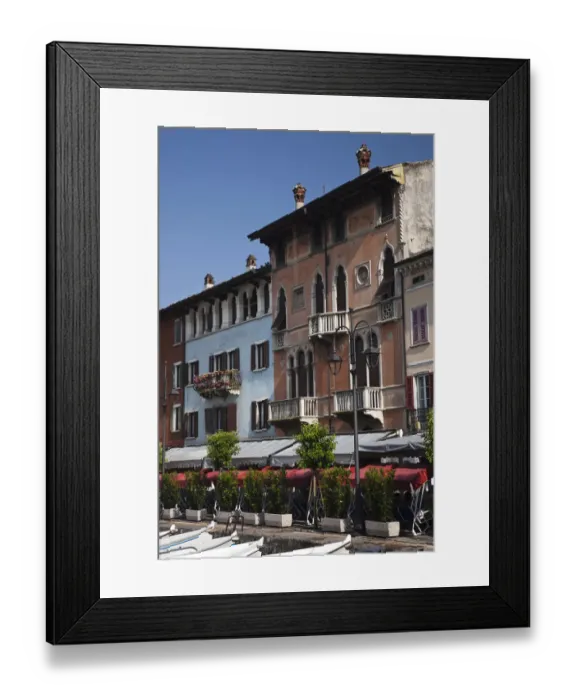Framed Print : ITALY, Brescia Province, Desenzano del Garda. Porto Vecchio, old town harbor