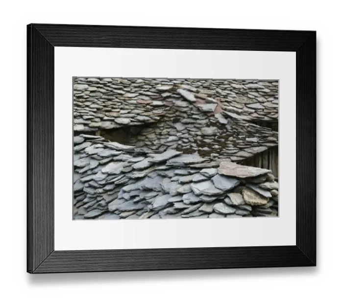 Framed Print : MACEDONIA, Pelister National Park, Maloviste Village. Old Vlach mountain village-slate