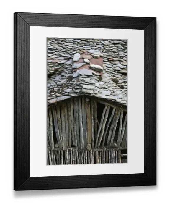Framed Print : MACEDONIA, Pelister National Park, Maloviste Village. Old Vlach mountain village-slate