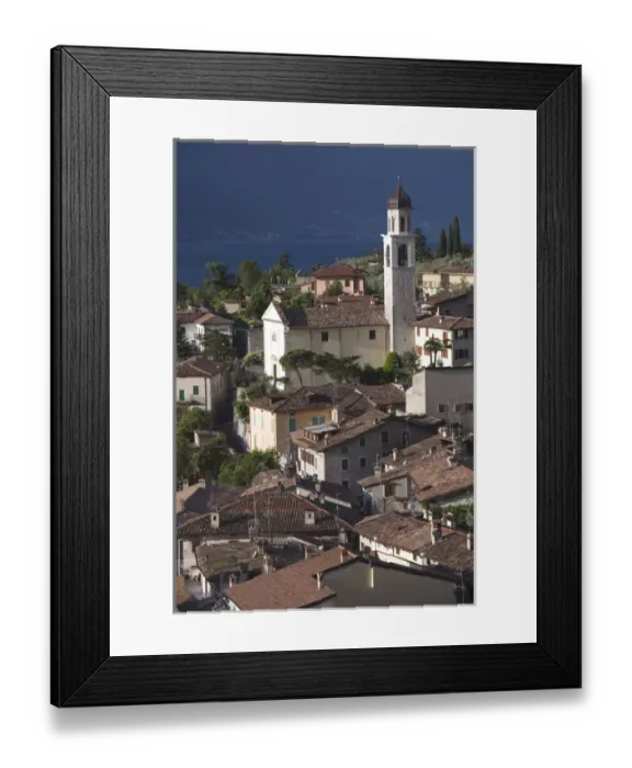 Framed Print : ITALY, Brescia Province, Limone sul Garda. Chiesa San Benedetto, morning