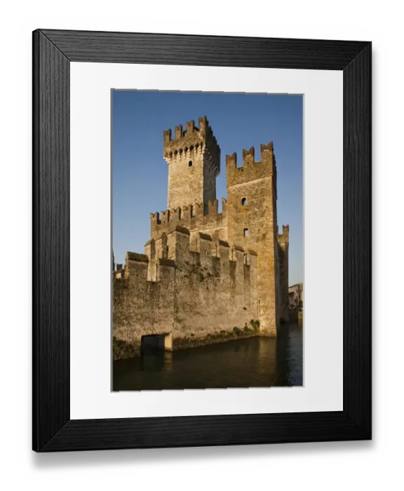 Framed Print : ITALY, Brescia Province, Sirmione. Castello Scaligero castle, dawn Framed Print : ITALY, Brescia Province, Sirmione. Castello Scaligero castle, dawn