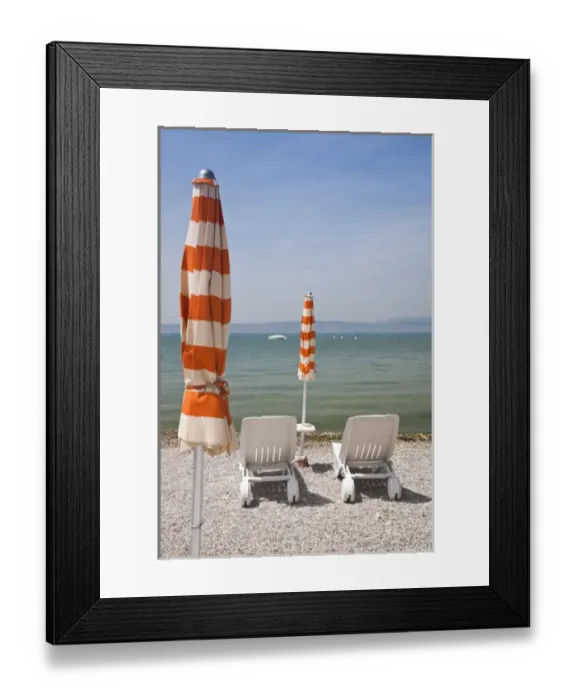 Framed Print : ITALY, Brescia Province, Sirmione. Lakeside Beach