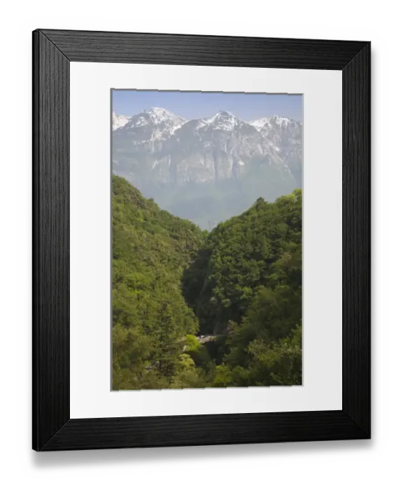 Framed Print : ITALY, Brescia Province, Tremosine. Mountain view towards Lake Garda