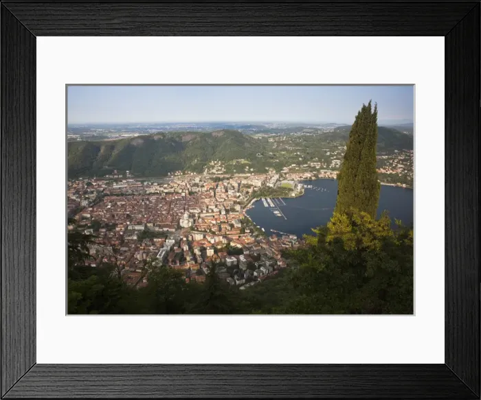 Framed Print : ITALY, Como Province, Brunate. Aerial view of Como, morning Framed Print : ITALY, Como Province, Brunate. Aerial view of Como, morning