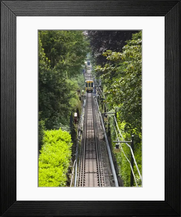 Framed Print : ITALY, Como Province, Brunate. Arrival view of the Como-Brunate Funicolare tram Framed Print : ITALY, Como Province, Brunate. Arrival view of the Como-Brunate Funicolare tram
