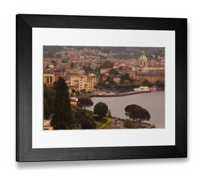 Framed Print : ITALY, Como Province, Como. City view from Bellagio road, dusk