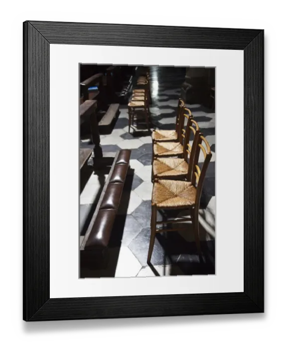 Framed Print : ITALY, Como Province, Como. Interior seating, Como Cathedral Framed Print : ITALY, Como Province, Como. Interior seating, Como Cathedral