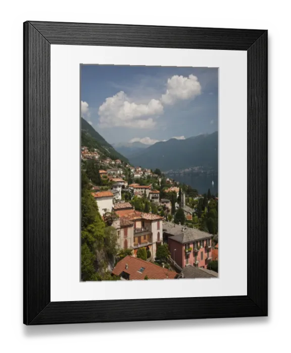 Framed Print : ITALY, Como Province, Moltrasio. Aerial town view
