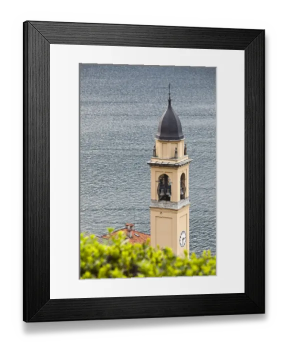 Framed Print : ITALY, Como Province, Laglio. Town church, dawn Framed Print : ITALY, Como Province, Laglio. Town church, dawn