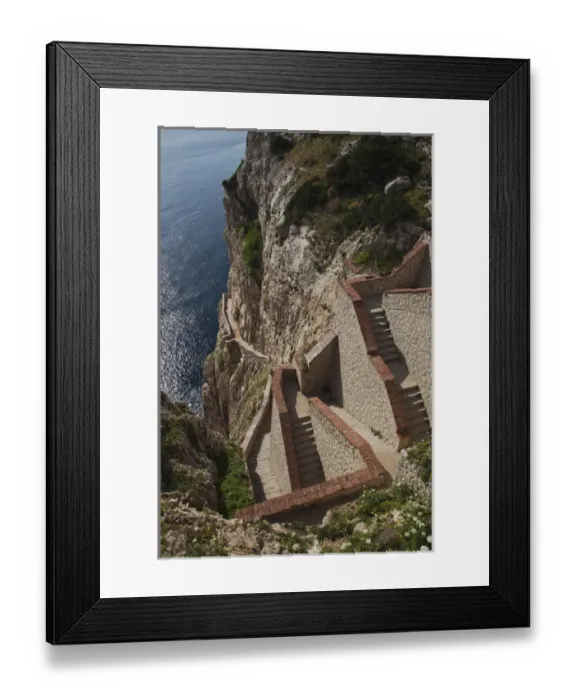 Framed Print : ITALY, Sardinia, Alghero. Escala del Cabirol stairs to the Grotta di Nettuno, Capo Caccia Framed Print : ITALY, Sardinia, Alghero. Escala del Cabirol stairs to the Grotta di Nettuno, Capo Caccia