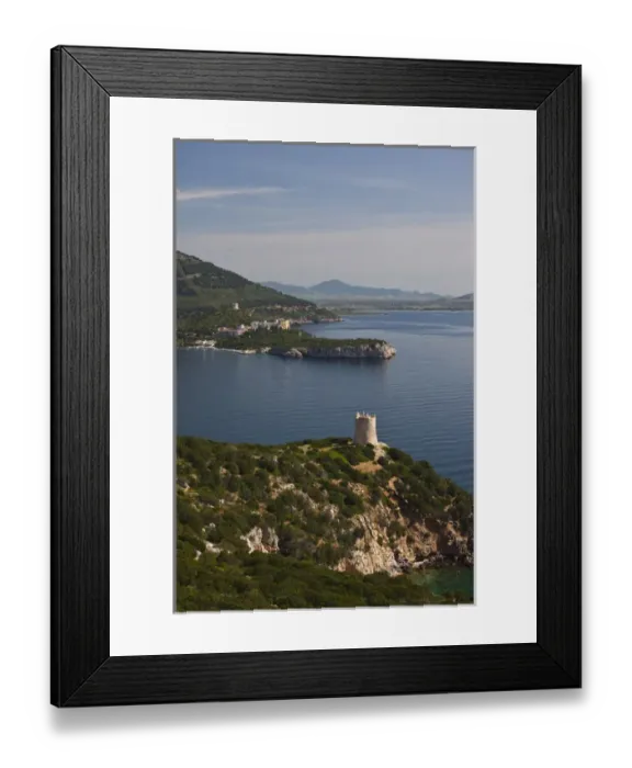 Framed Print : ITALY, Sardinia, Alghero. Spanish tower and Hotel Capo Caccia