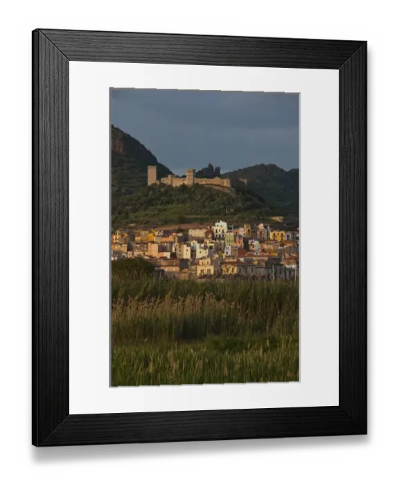 Framed Print : ITALY, Sardinia, Bosa. Town view with Castello Malaspina, sunset Framed Print : ITALY, Sardinia, Bosa. Town view with Castello Malaspina, sunset