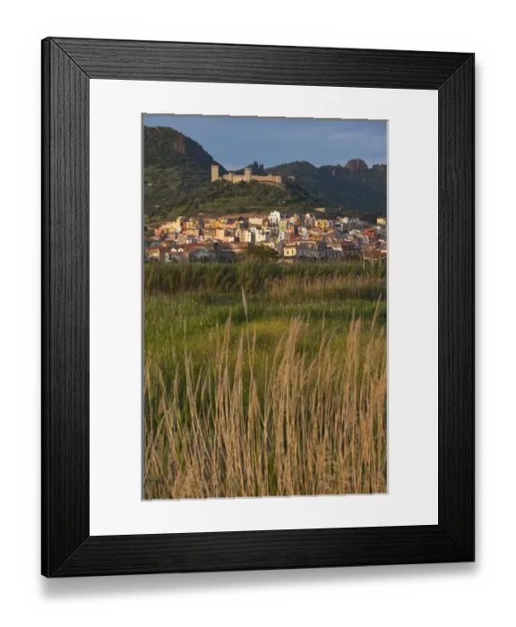 Framed Print : ITALY, Sardinia, Bosa. Town view with Castello Malaspina, sunset Framed Print : ITALY, Sardinia, Bosa. Town view with Castello Malaspina, sunset
