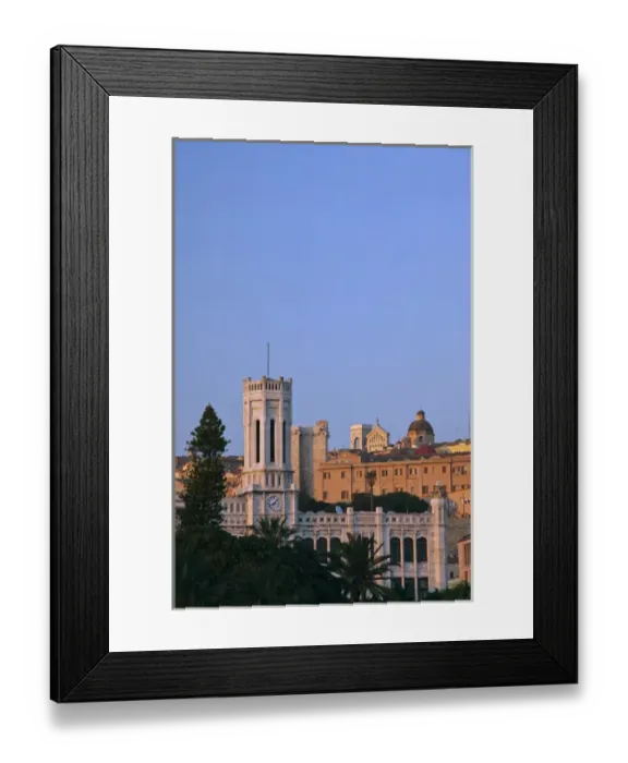 Framed Print : ITALY, Sardinia, Cagliari. Palazzo Comunale (town hall), sunset