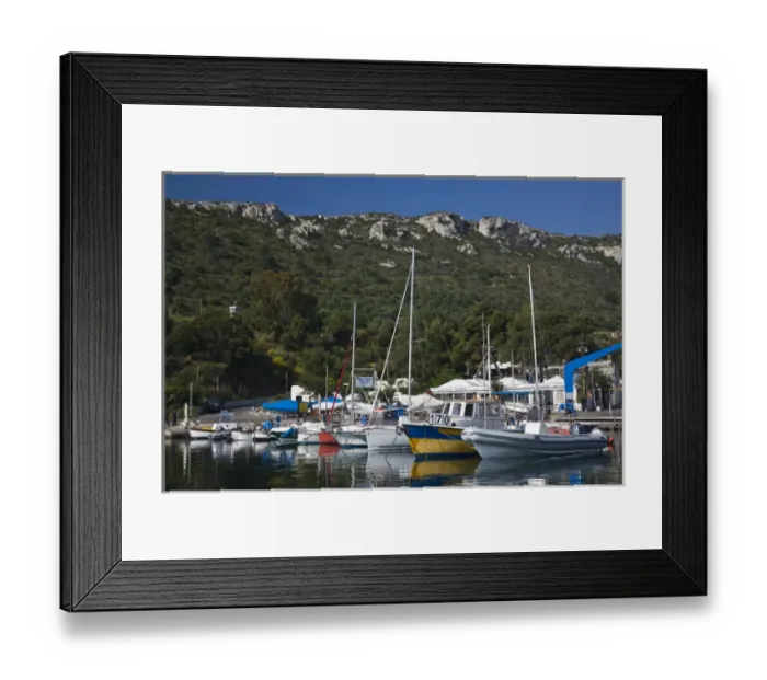 Framed Print : ITALY, Sardinia, Cagliari. Yacht marina, Capo Sant Elia