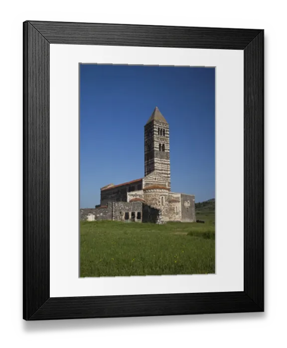 Framed Print : ITALY, Sardinia, Condrongianos. Basilica della Santissima Trinita di Saccargia, 12th