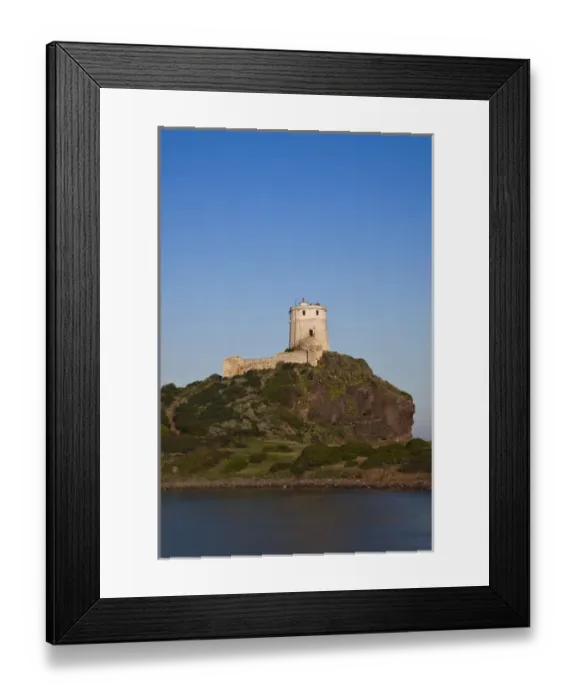 Framed Print : ITALY, Sardinia, Nora. Spanish watchtower by the Laguna di Nora Framed Print : ITALY, Sardinia, Nora. Spanish watchtower by the Laguna di Nora